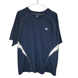 Alo Yoga Men's Response SS Tee XXL Blue White Athletic Performance Shirt